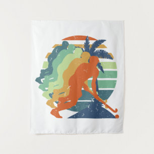 Retro Field Hockey Game Player, Field Hockey Sport Wandkleed