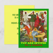 Retro FIESTA Invitation COLORFUL PARTY STARTER Kaart (Voorkant / Achterkant)