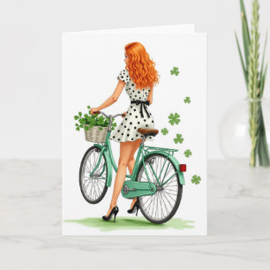 Retro Fiets Vrouw Gelukskaart Kaart