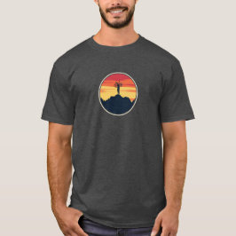 Retro fiets zonsondergang t-shirt
