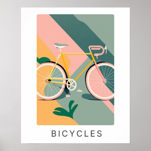 Retro fietsenafdrukken in pastel | Vervoer Poster (Voorkant)