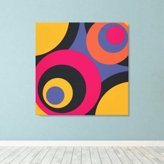 Retro Fifties Abstract Kunstschildpad Canvas Afdruk (Insitu (Houten vloer))
