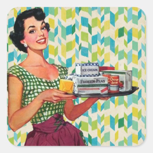 Retro Fifties Vrouw Antiek grafische Stickers (Voorkant)