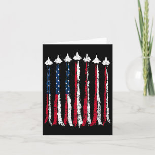 Retro Fighter Jet Vliegtuig Amerikaanse Vlag Hart  Kaart