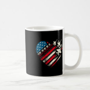 Retro Fighter Jet Vliegtuig Amerikaanse Vlag Hart Koffiemok