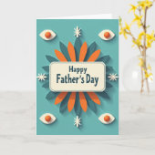 Retro Fijne Vaderdag Teal Kaart (Gele Bloem)