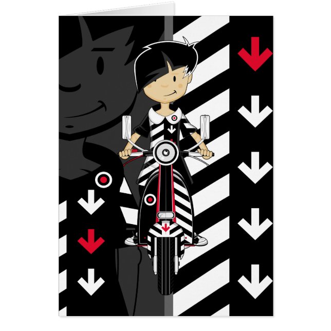 Rétro fille de mod sur la carte de scooter (Devant)