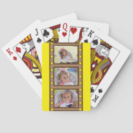 Retro Film Strip Add Up to 3 Foto's Yellow Pokerkaarten