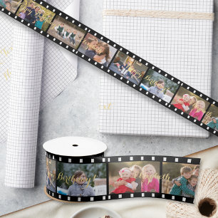 Retro Film Strip Custom Foto Verjaardag Gift Wrap Lint