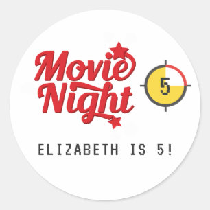 Retro Filmavond Verjaardagsfeest Ronde Sticker