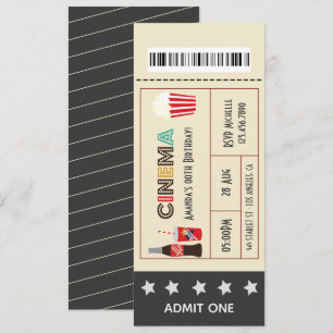 Retro Filmavond Verjaardagsfeest Ticket Kaart