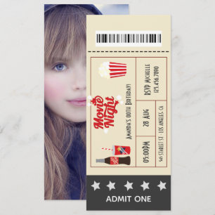 Retro Filmavond Verjaardagsfeest Ticket voeg foto Kaart