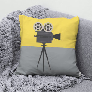 Retro filmcamera kleurblok kussen