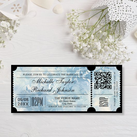 Retro  filmticket met RSVP QR-code Kaart