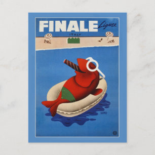 retro Finale schattige vis Italiaanse reis en rei Briefkaart