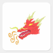 Retro Fire Dragon Vierkante Sticker (Voorkant)