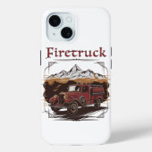 Retro fire engine mountain range Case-Mate iPhone case (Achterkant)
