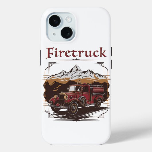Retro fire engine mountain range Case-Mate iPhone case (Achterkant)