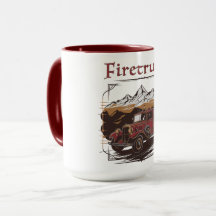 Retro fire engine mountain range