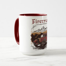 Retro fire engine mountain range mok