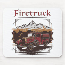 Retro fire engine mountain range