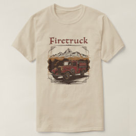 Retro fire engine mountain range t-shirt