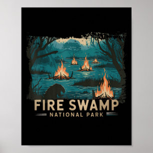 Retro Fire Swamp Nationaal Park Camping Wandelberg Poster