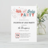 Retro Fireworks 4 juillet Invitation de la fête (Debout devant)
