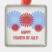 Retro Fireworks Premium Square Ornament (Voorkant)