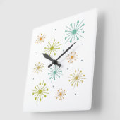 Retro Fireworks Starbursts kleurrijk midden eeuw Vierkante Klok (Hoek)