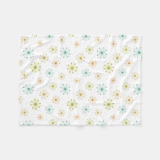Retro Fireworks Starbursts Mid Century Pattern Fle Fleece Deken (Voorkant (Horizontaal))