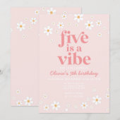 Retro Five est une invitation d'anniversaire de 5 (Devant / Derrière)