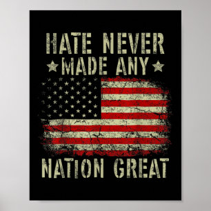 Retro Flag Hate heeft nooit een natie groot anti-T Poster