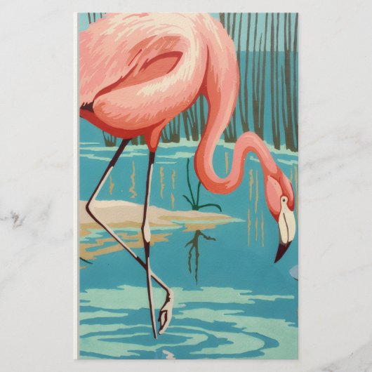 Retro Flamingo Briefpapier (Voorkant)