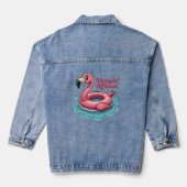 Retro Flamingo Float Funny Summer Denim Jacket (Achterkant)