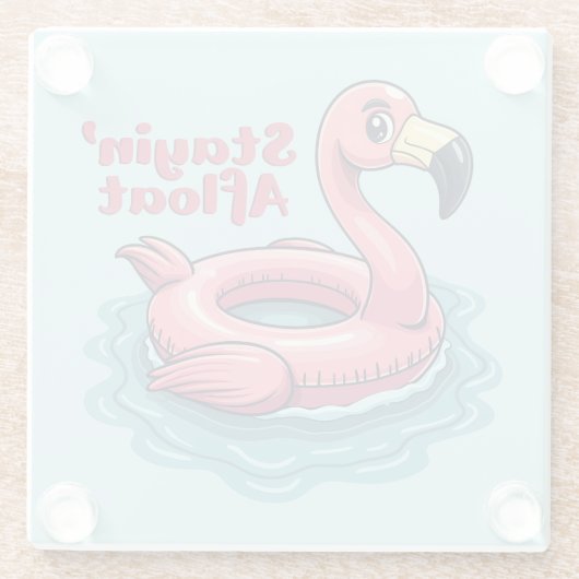 Retro Flamingo Float Funny Summer Glazen Onderzetter (Achterkant)