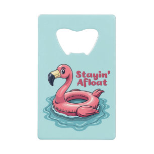 Retro Flamingo Float Funny Summer Kredietkaart Flessenopener