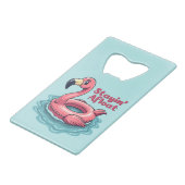 Retro Flamingo Float Funny Summer Kredietkaart Flessenopener (Voorkant Gekanteld)