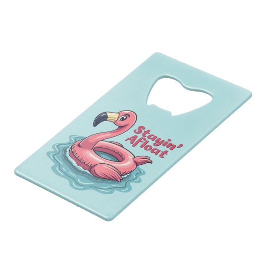 Retro Flamingo Float Funny Summer Kredietkaart Flessenopener (Achterkant Gekanteld)