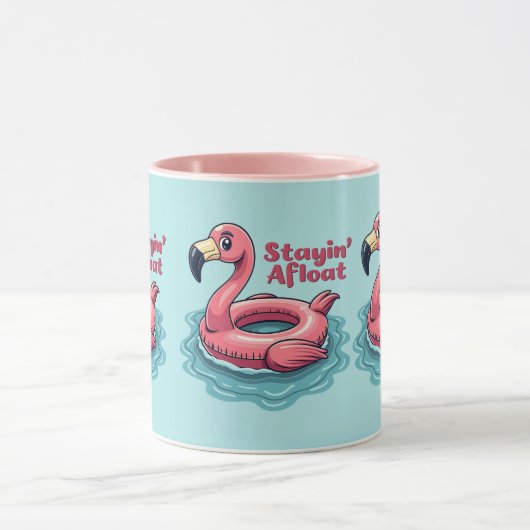 Retro Flamingo Float Funny Summer Mok (Midden)