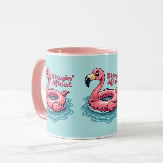 Retro Flamingo Float Funny Summer Mok (Voorkant links)
