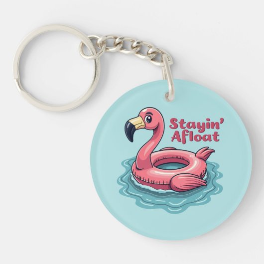 Retro Flamingo Float Funny Summer Sleutelhanger (Voorkant)