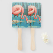 Retro Flamingo Handwaaier (Voorkant en achterkant)