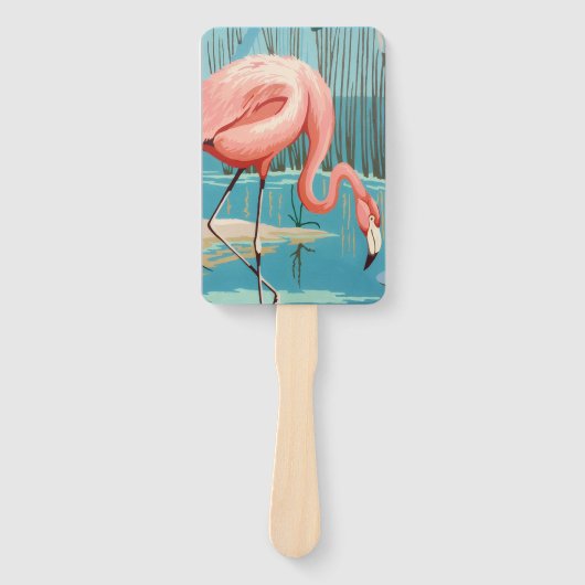 Retro Flamingo Handwaaier (Voorkant)