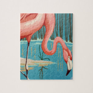 Retro Flamingo Legpuzzel