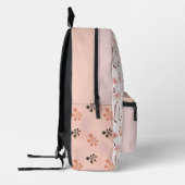 Retro Flamingo Monogram Naam Peach Pink Bedrukte Rugzak (Links)