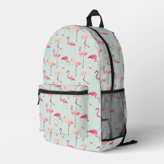 Retro-Flamingo patroon Bedrukte Rugzak (Achterkant Hoek Rechts)