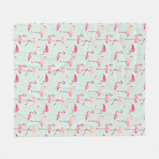 Retro-Flamingo patroon Fleece Deken (Voorkant (Horizontaal))