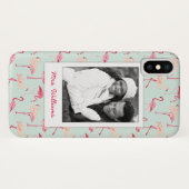 Retro-Flamingo patroon | Foto en naam toevoegen Case-Mate iPhone Case (Achterkant (horizontaal))