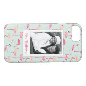 Retro-Flamingo patroon | Foto en naam toevoegen Case-Mate iPhone Case (Achterkant (Horizontaal))